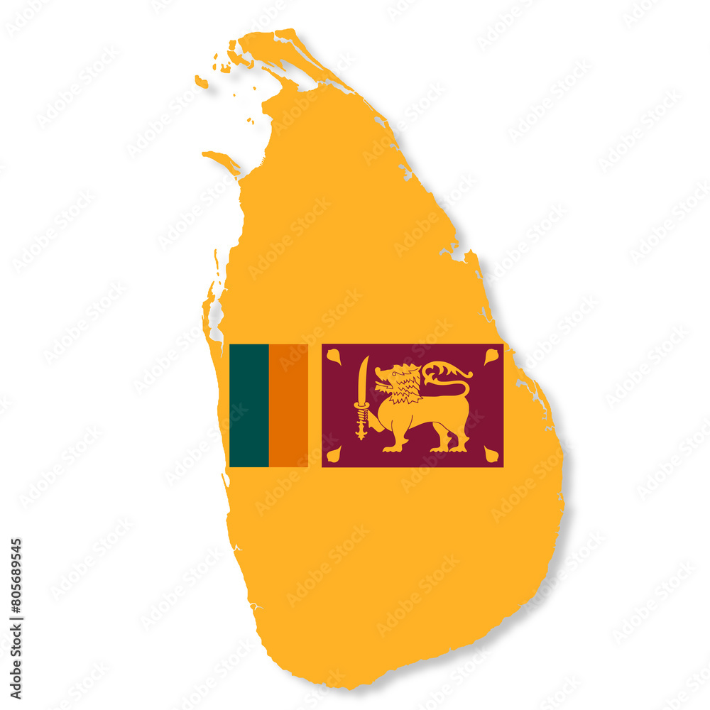 Sri Lanka flag map with clipping path Stock Illustration | Adobe Stock
