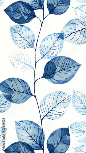 Tropical leaf Wallpaper,Botanical leaf line art wallpaper background vector. Luxury natural hand drawn foliage pattern design in minimalist linear contour simple style.Vector illustration