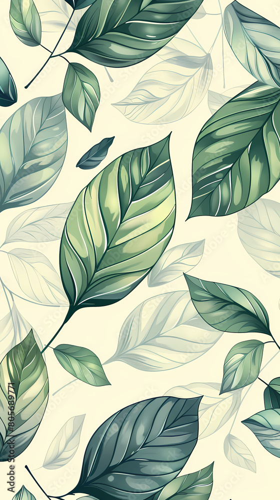 Fototapeta premium Tropical leaf Wallpaper,Botanical leaf line art wallpaper background vector. Luxury natural hand drawn foliage pattern design in minimalist linear contour simple style.Vector illustration