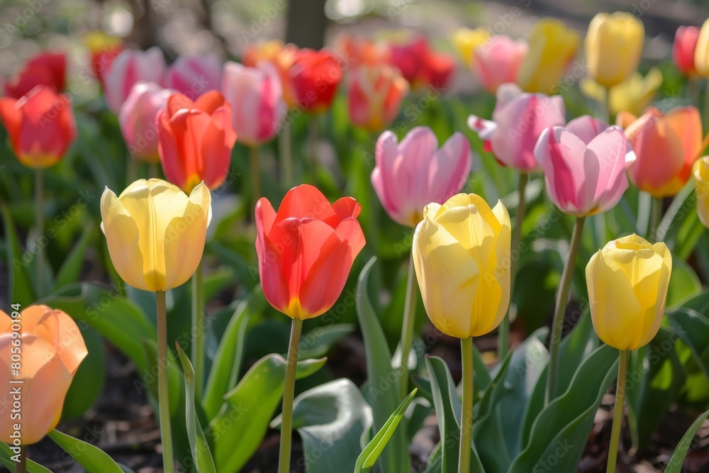 Colorful tulips on sunny background Colorful tulips on sunny background