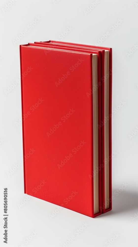 Professional 3D rendering of a closed red book, featuring sharp edges and a smooth surface, against a white background