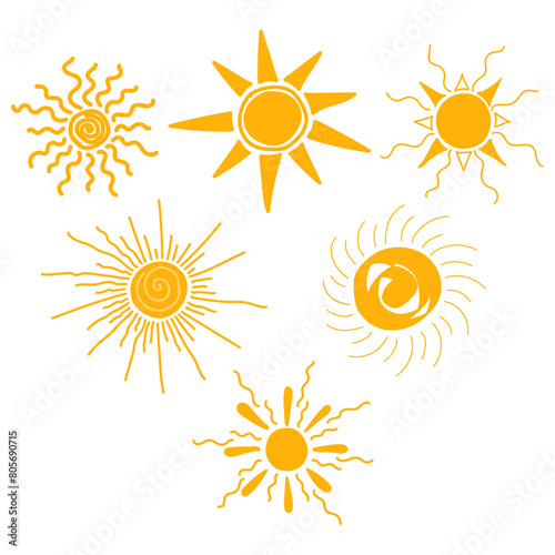 set of suns. vector illustration 