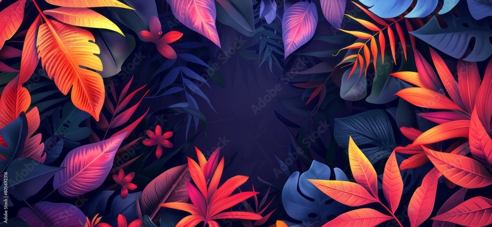 vibrant color leaves in dark background vibrant color leaves in dark background