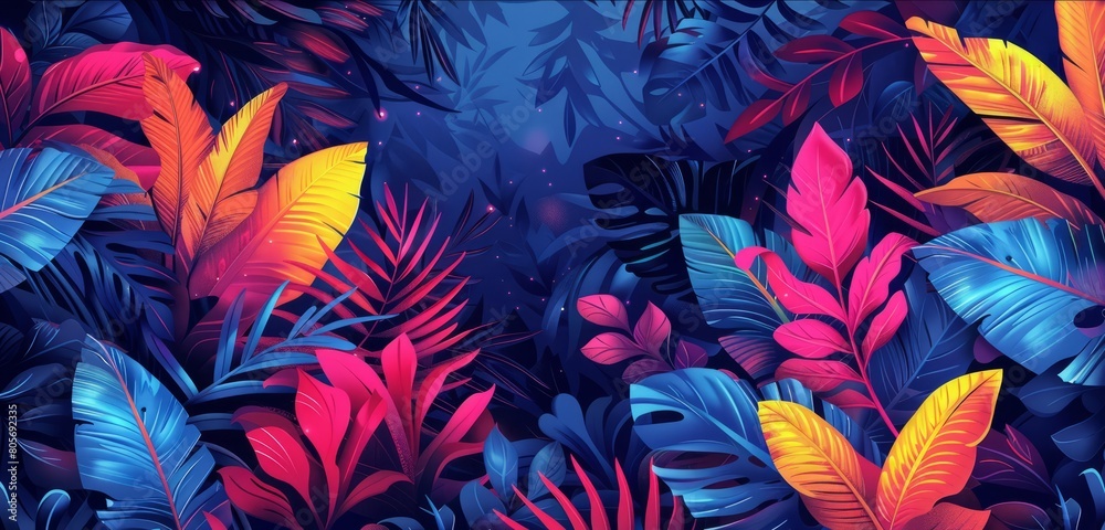 vibrant background with tropical leaves vibrant background with tropical leaves