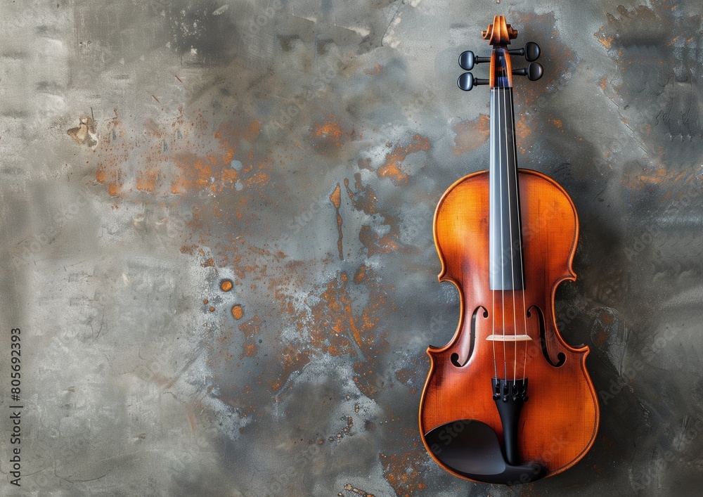 Fototapeta premium Classic Violin on Abstract Grungy Metallic Background for Music Concepts