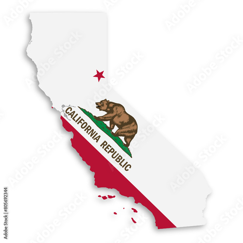 California State Flag Map with clipping path