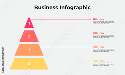 Vector Business Infographic With Pyramid Concept For Slide Presentation