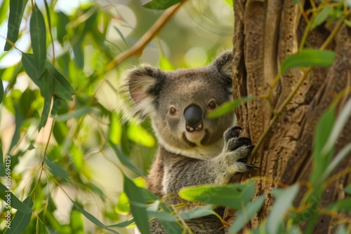 adorable curious koala perched in eucalyptus tree australian wildlife photography