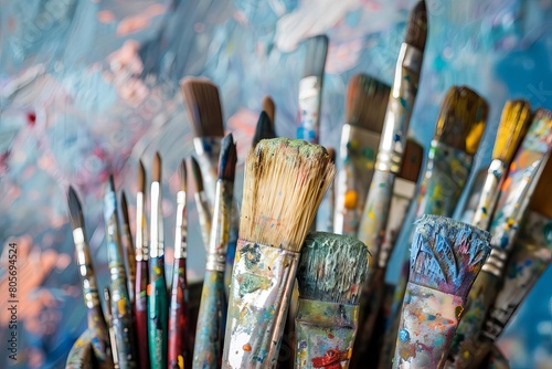 artists studio showcase assortment of paintbrushes ready for creative expression
