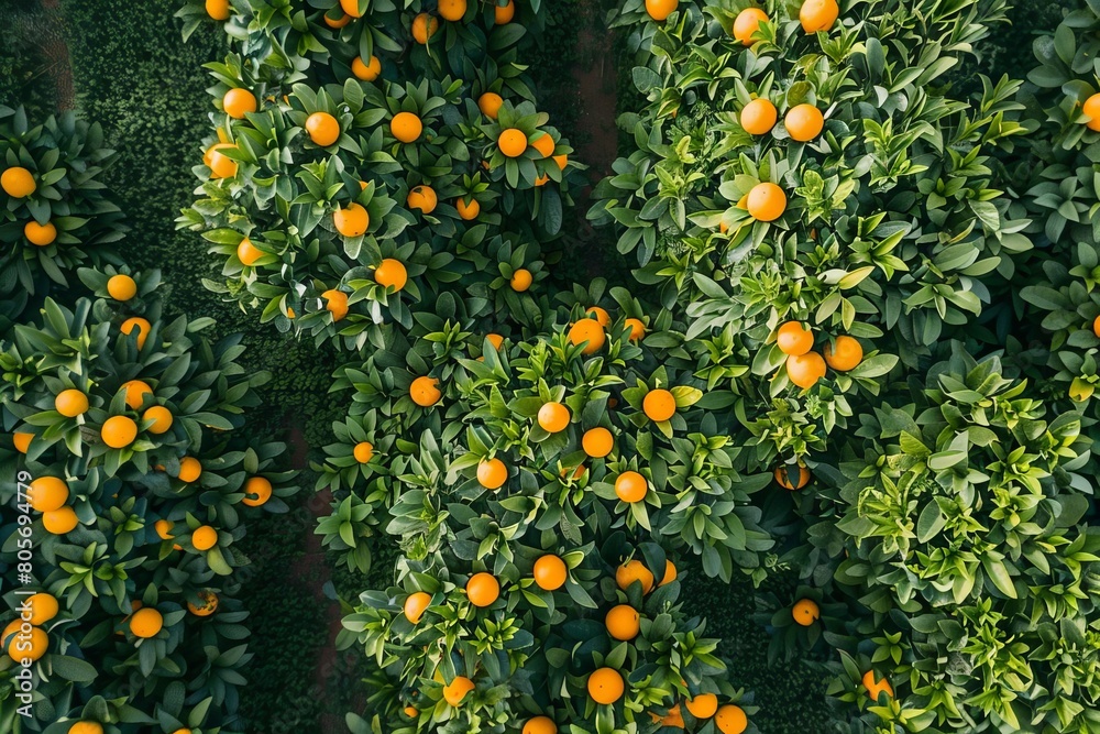 birds eye view of a vibrant orange farm drone photography
