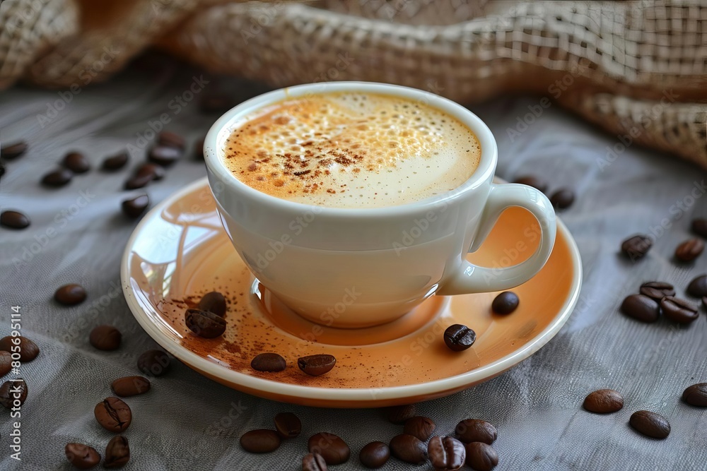 cappuccino cup on gray and brown table background food and drink photo cappuccino cup on gray and brown table background food and drink photo