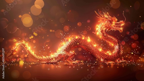 Chinese Zodiac Dragon in Tatton Design: Mythical Creature of Eastern Asia Culture photo