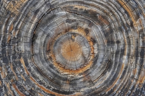 concentric rings of time crosssection of a tree trunk abstract nature texture background