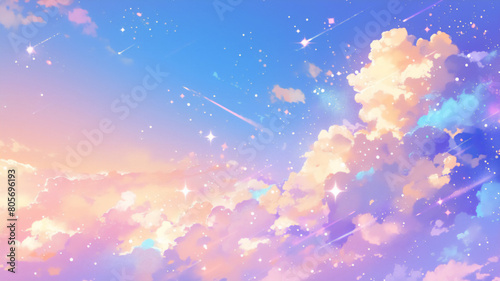 きらきらの空の背景イラスト 16:9