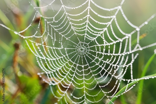 dewcovered spider web glistens intricate natural tapestry adorned with water droplets nature photography