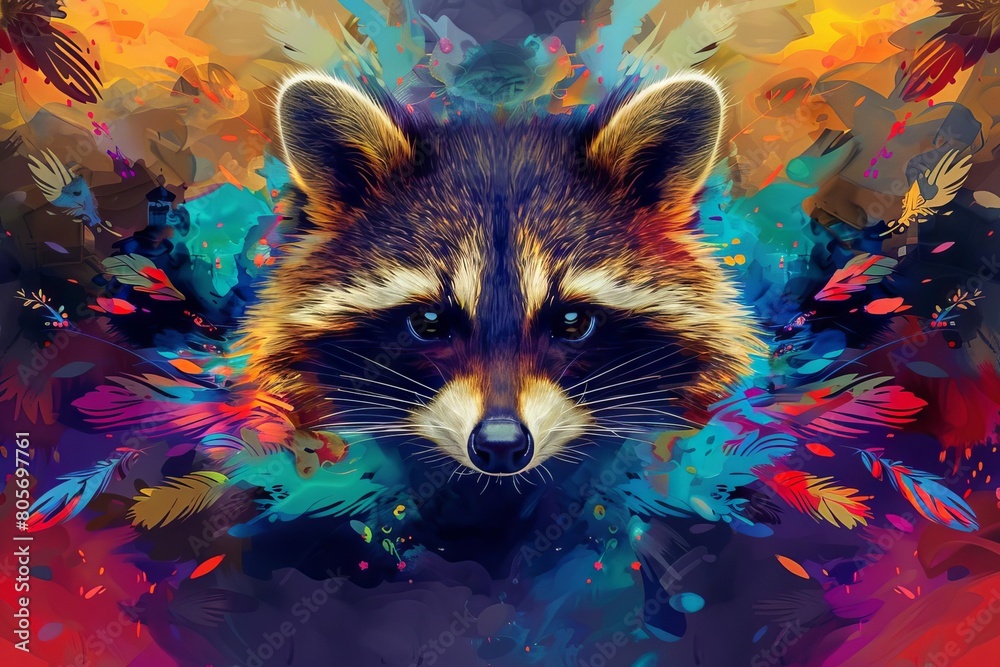 fabulous raccoon in whimsical aigenerated style digital art