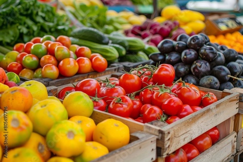 farmfresh abundance colorful fruits and vegetables at local farmers market healthy food photography