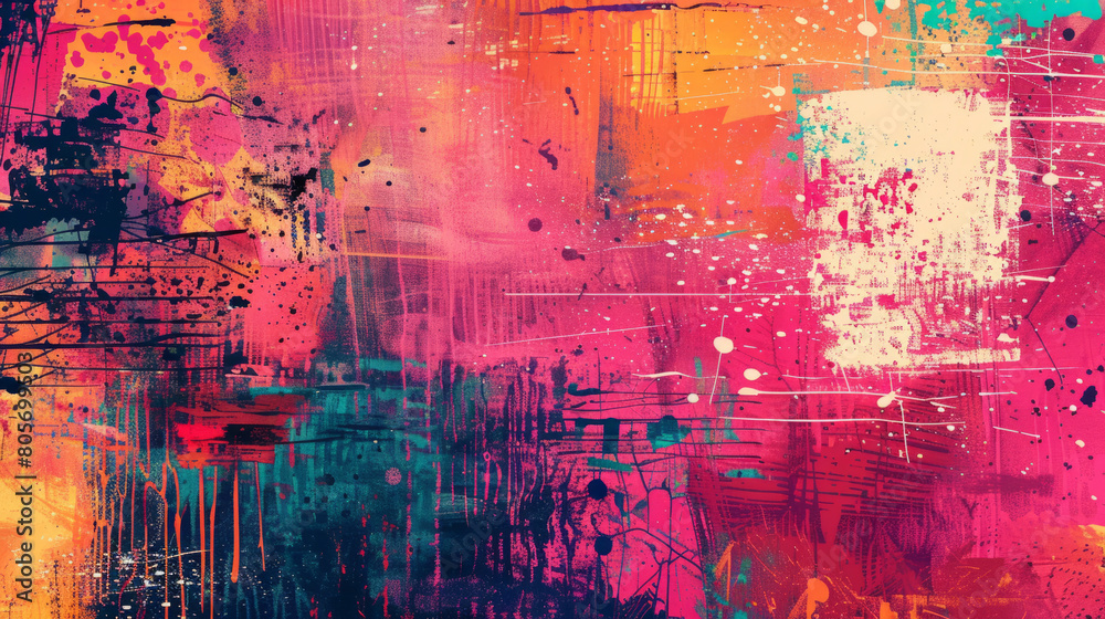 Colorful mixed grunge colors pop art comic style painting background wallpaper illustration.