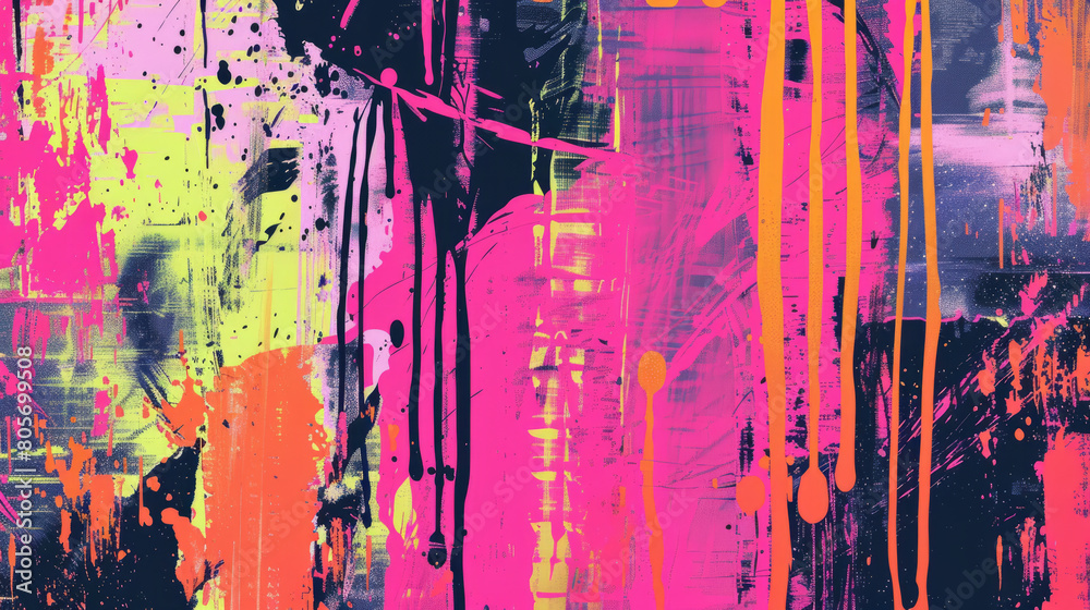 Obraz premium Colorful mixed grunge colors pop art comic style painting background wallpaper illustration.