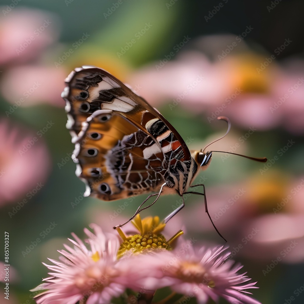 Obraz premium A macro shot of a butterfly resting on a flower5