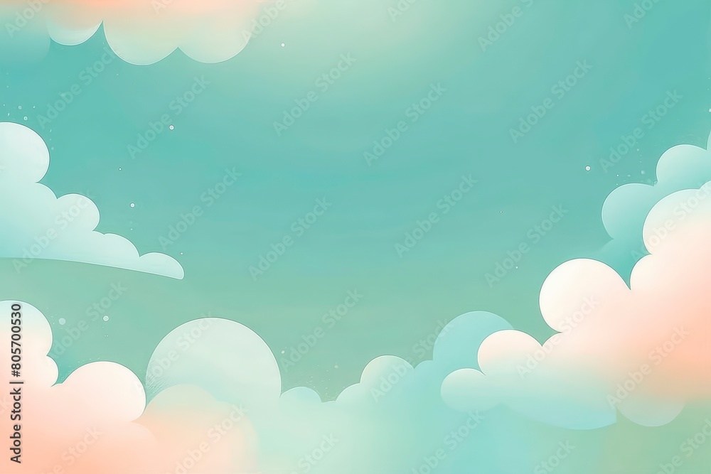 Soft fluffy clouds pastel smooth aqua peach colors texture blur gradient background 