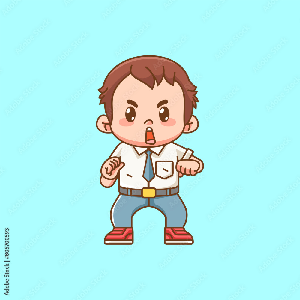 Cute boy Indonesian senior high school fight pose cheers kawaii chibi character mascot illustration Cute boy Indonesian senior high school fight pose cheers kawaii chibi character mascot illustration