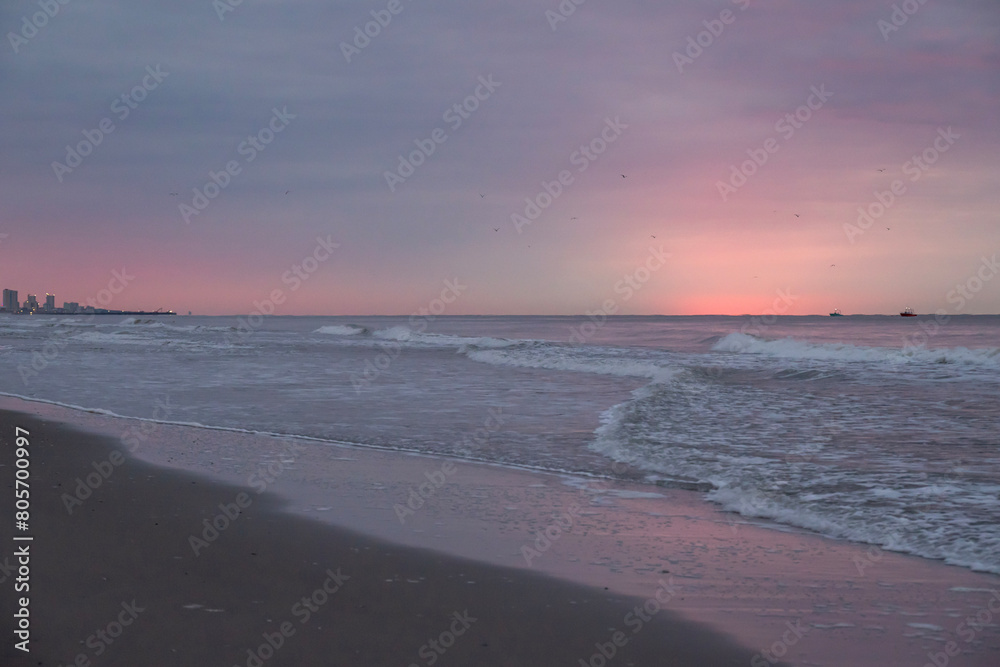 pink sky at the beach