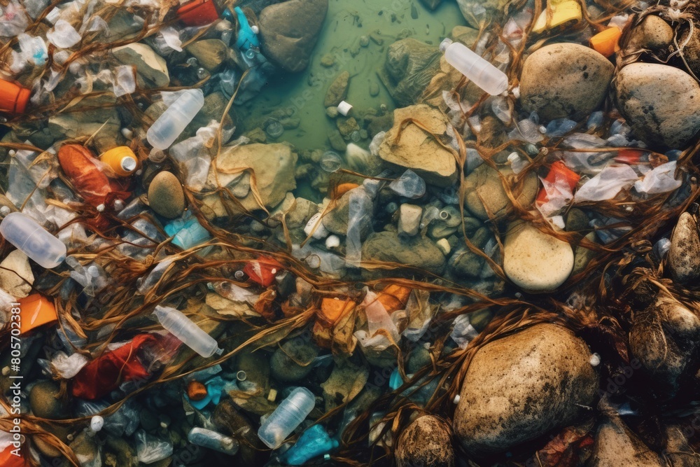 Polluted Seabed with Plastic Waste, Environmental Crisis Concept