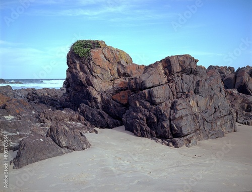 Rocks on the beach. Medium format film (Kodak Ektar 100) shot scan (6x4.5 cm).