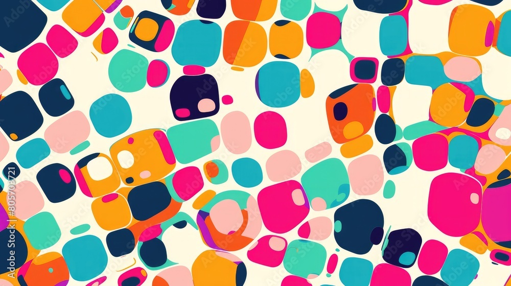 Vibrant pattern of randomly arranged rounded squares, Ai Generated. Vibrant pattern of randomly arranged rounded squares, Ai Generated.