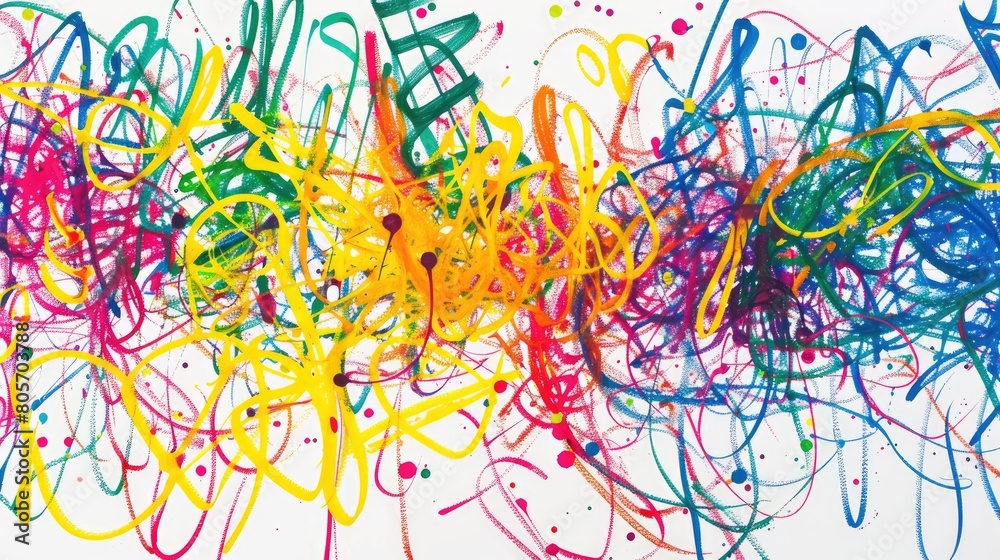 Colorful abstract scribble created by felt-tip pen and marker lines. Ai Generated