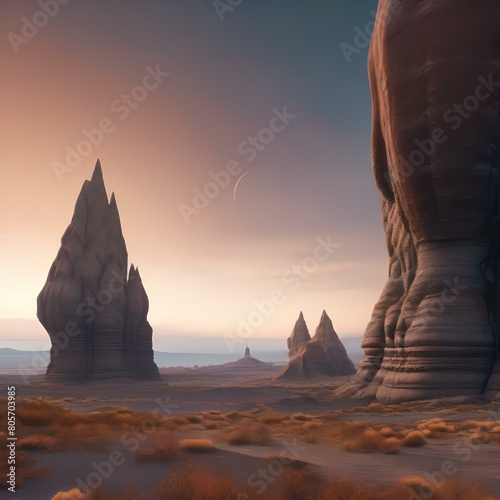 A surreal alien landscape with strange rock formations3