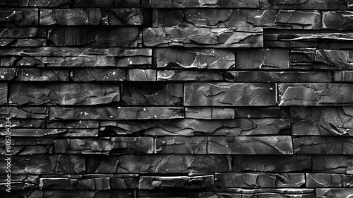Masonry stones pattern in shades of black and gray  Ai Generated.