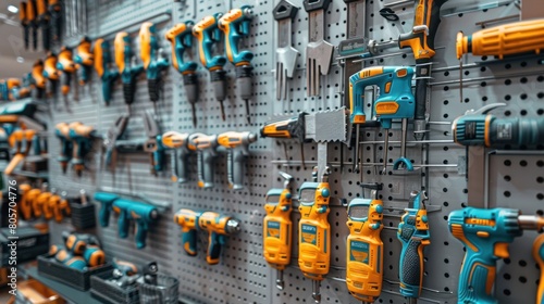 Hardware and Hand Tools Displayed on Store Wall for Home Improvement and DIY Projects