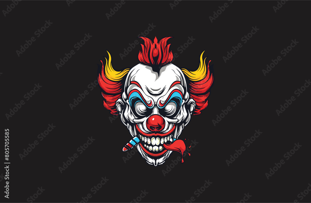 Head joker vector illustration flat design logo Head joker vector illustration flat design logo