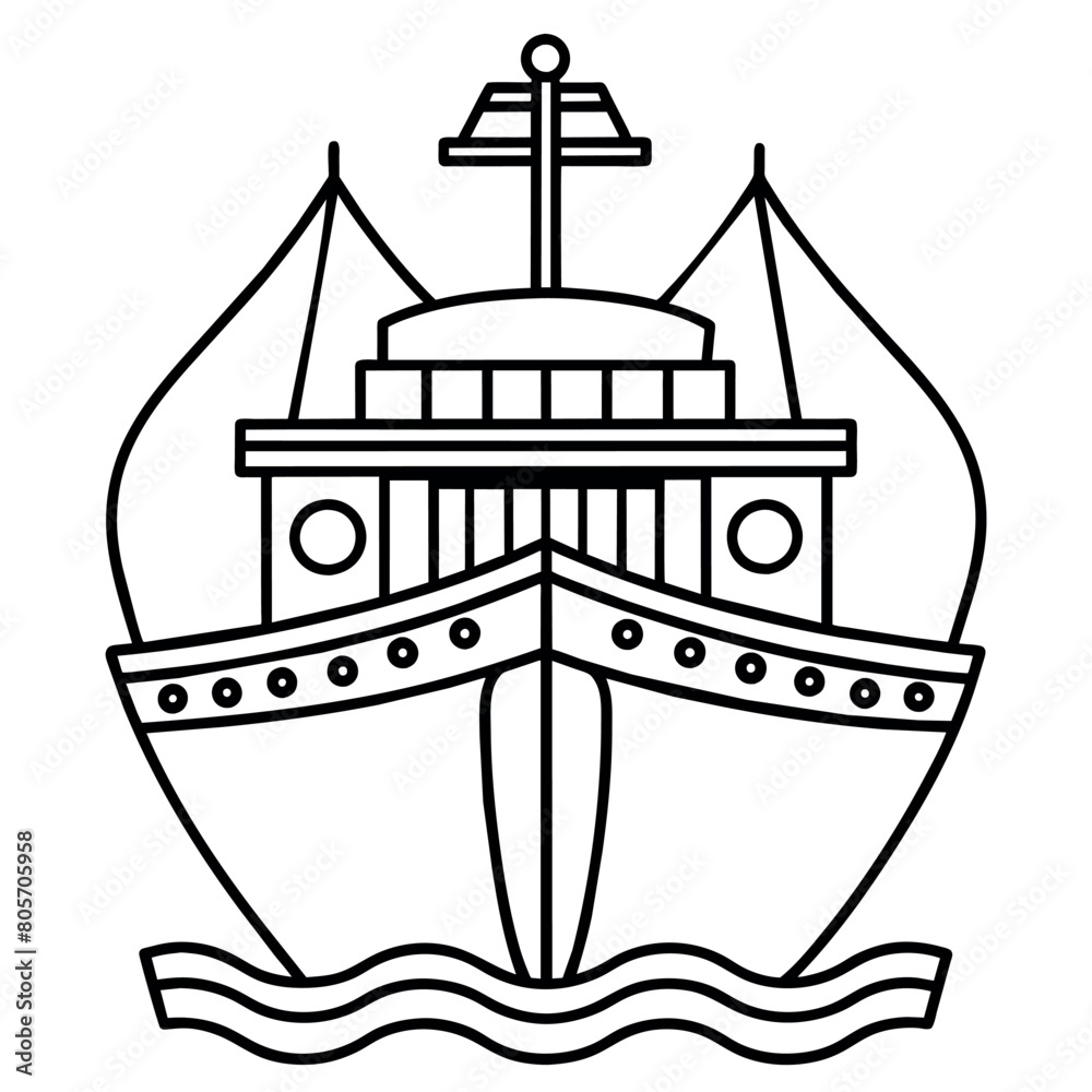 ship outline illustration digital coloring book page line art drawing ship outline illustration digital coloring book page line art drawing