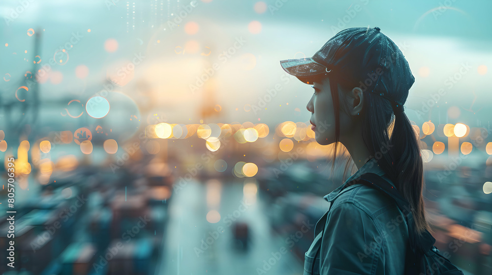 Digital Logistics Revolution: Showcasing Women's Role in Logistics and Technology Integration, with Exposure in Logistics Background Concept Digital Logistics Revolution: Showcasing Women's Role in Logistics and Technology Integration, with Exposure in Logistics Background Concept