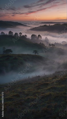 foggy sunrise in the hills , landscape, lake, mountain, water, nature, sky, cloud, mountains,  © Yves