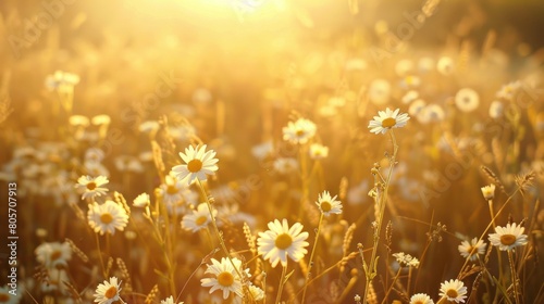 Sunlit Field of Golden Daisies