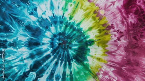 Vibrant tie-dye fabric with swirls in blue  green  and magenta hues  perfect for creative projects  Ai Generated.