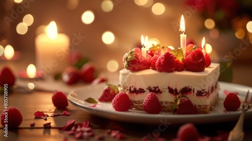 lovely cake  with Romantic candlelit