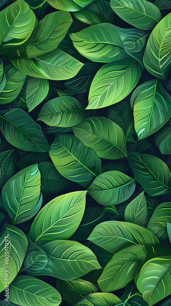 Fototapeta premium Spring background, green tree leaves on blurred background,vector image.