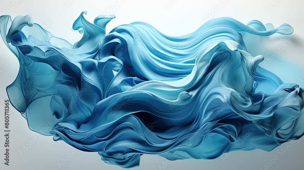 Fototapeta premium Knolling Strokes of Blue Color Liquid Paint On The White Background