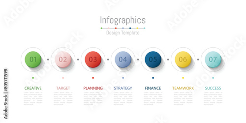 Infographic 7 options design elements for your business data. Vector Illustration. photo