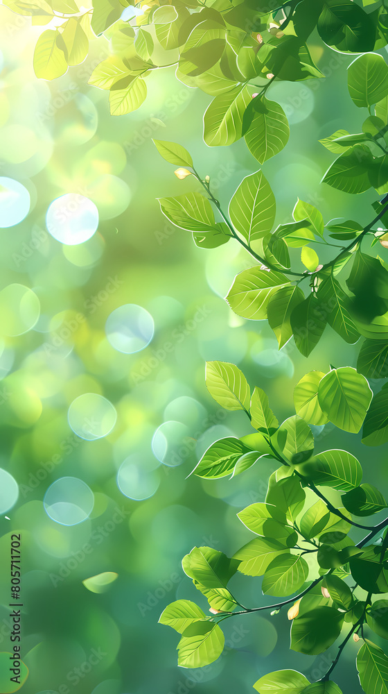 Spring background, green tree leaves on blurred background,vector image. Spring background, green tree leaves on blurred background,vector image.