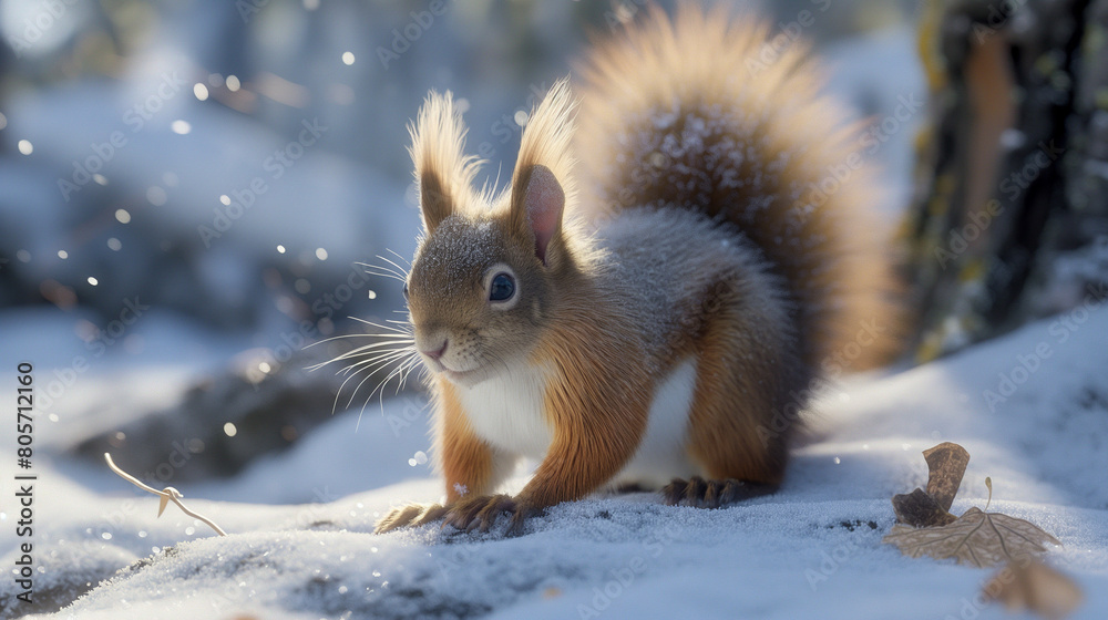Squirrel in a snowy setting Squirrel in a snowy setting