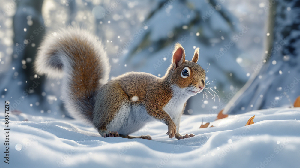 Squirrel in a snowy setting Squirrel in a snowy setting