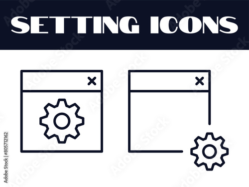 Setting Icons Set Vector. Setting Line Icons illustration. Setting Gears Icon.