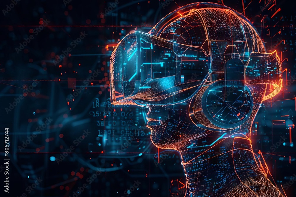 futuristic virtual reality explorer 3d illustration futuristic virtual reality explorer 3d illustration