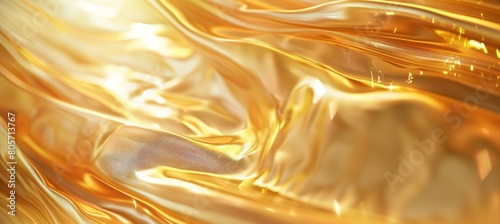 A soft, blurred background of golden color with waves and folds that give the impression of flowing fabric or silk photo